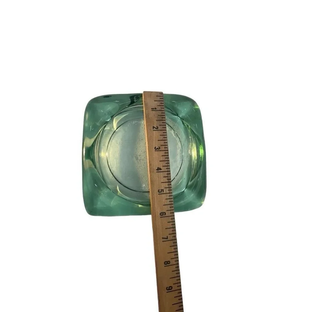 Spanish green recycled glass ashtray, 5